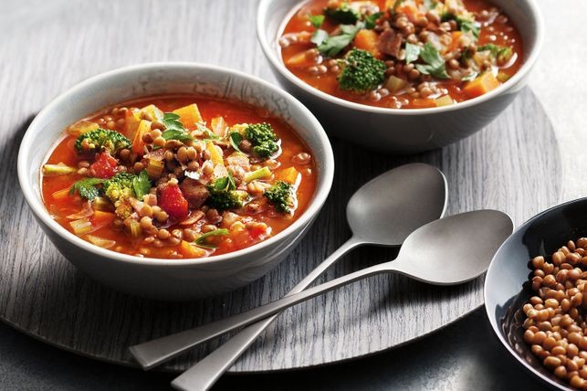 Lentil, Sweet Potato & Pancetta Soup